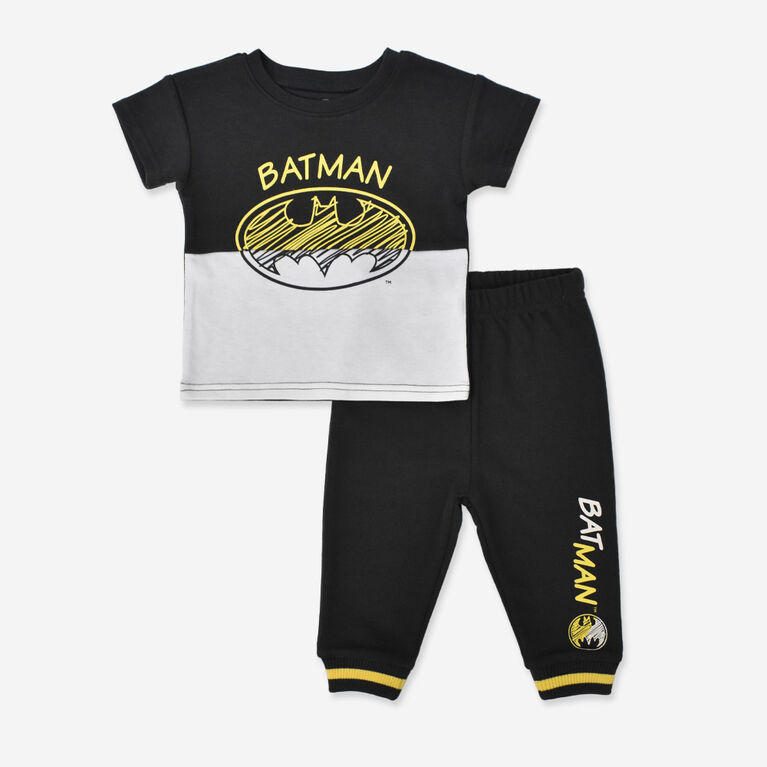 Warner Brothers Batman ens2mcx Haut/Pantalon Jogger Noir 9/12M