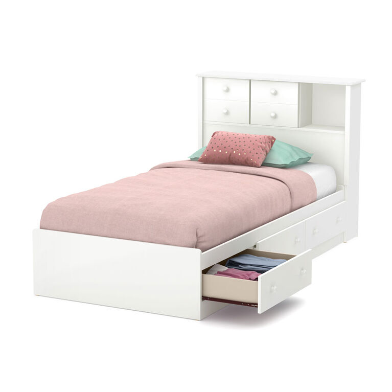 Little Smileys Mates Bed with 3 Drawers- Pure White