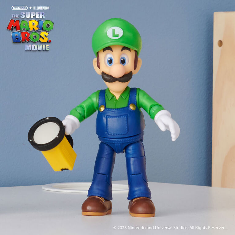 Super Mario Bros Le Film - Série de figurines de 5 avec accessoire -  Figurine Luigi avec Lampe de poche comme accessoire