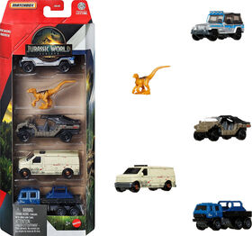 Transporteur de dinosaures Jurassic World de Matchbox, voiture ou camion jouet et 1 ou 2 mini-dinosaures (les modèles peuvent varier)