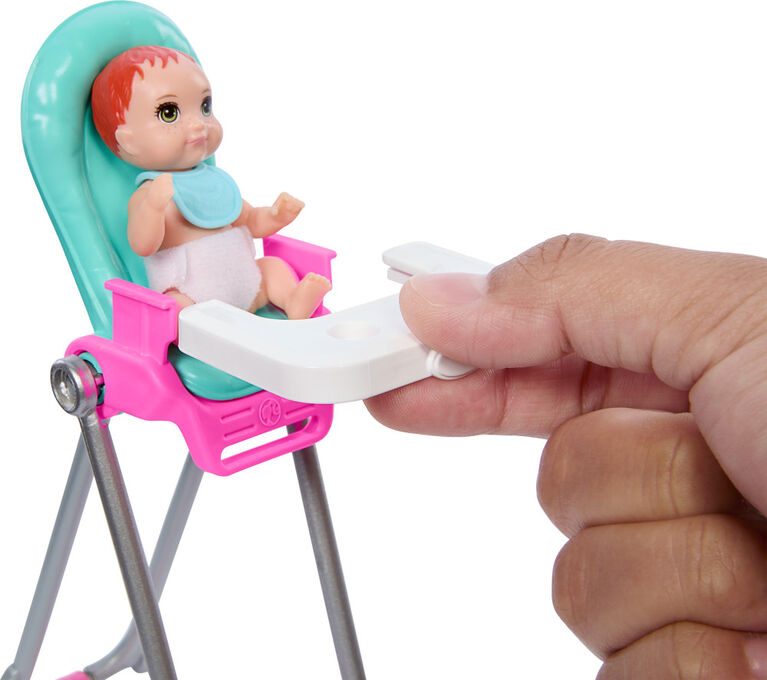 Barbie Skipper Babysitters Inc & Playset, Includes Doll, Baby, and Mealtime Accessories, 10 Piece Set
