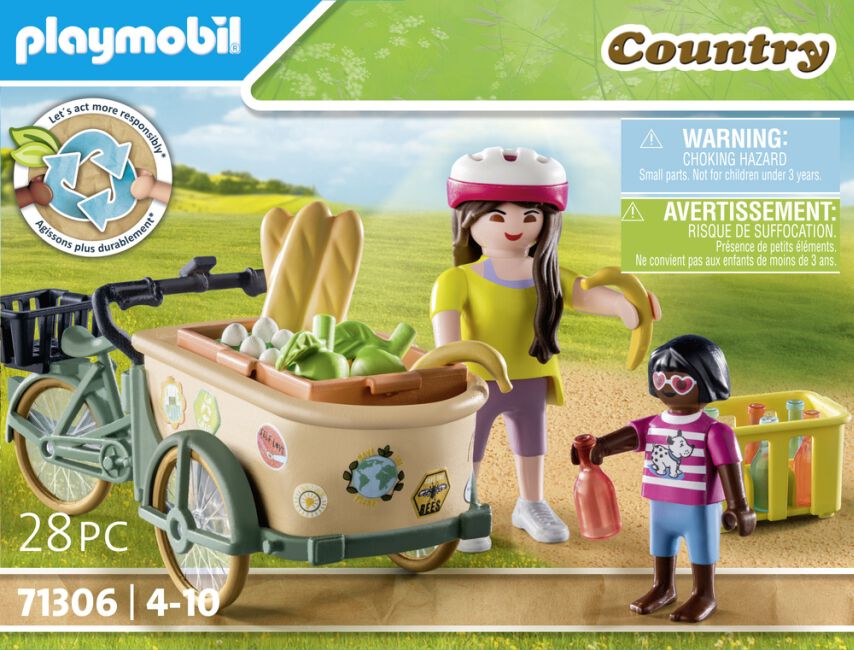 Playmobil Cycliste avec velo et remorque avant