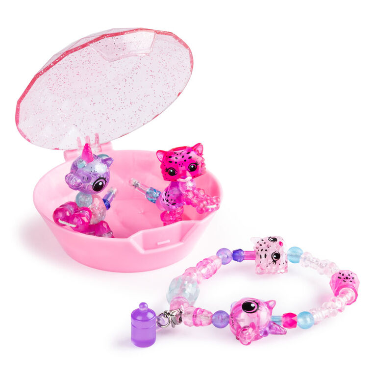 Twisty Petz, Series 3 Babies 4-Pack, Snow Leopards and Unicorns Collectible Bracelet Set and Case