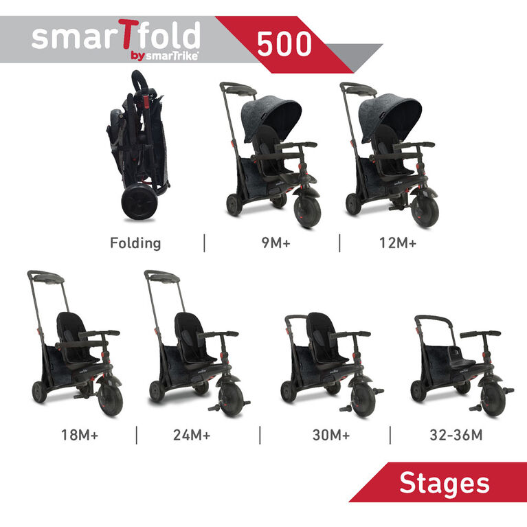 smarTfold™ 500 Mélange 7-en-1 Tricycle Gris Classique - Notre exclusivité