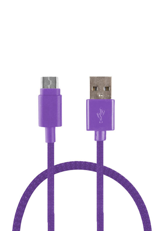 C&acirc;ble micro USB tress&eacute; de 1,5 m&egrave;tre de Vivitar - Violet