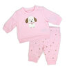 Baby Mode Quilted Top and Fleece Pant Set: Pink Puppy 9M