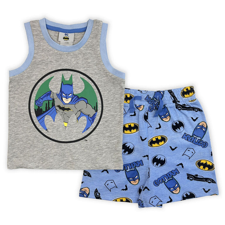 Batman 2 Piece Short Set - Grey Mix/Blue