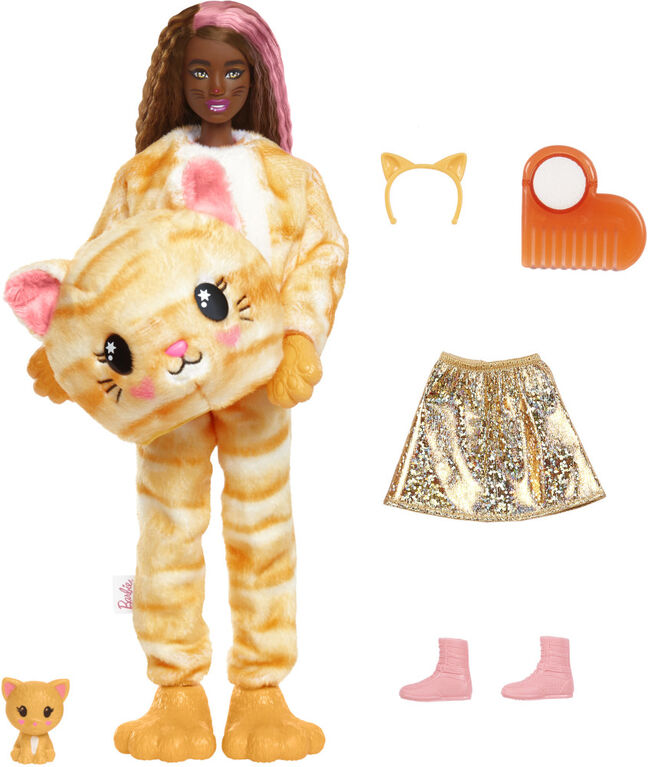Barbie Cutie Reveal Doll with Kitty Plush Costume and 10 Surprises