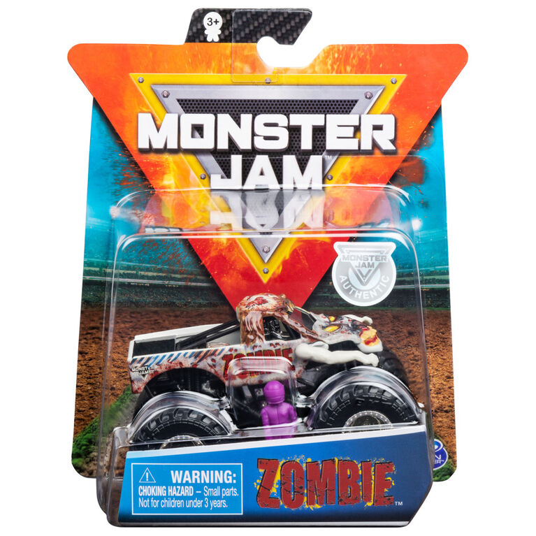 Monster Jam, Official Zombie Monster Truck, Die-Cast Vehicle, Crazy Creatures Series, 1:64 Scale