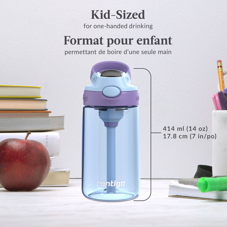 Contigo Aubrey Kids Leak-Proof Spill-Proof Water Bottle, Periwinkle Amethyst Zodiac, 14 oz