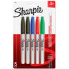 Sharpie Permanent Markers, Fine Point, Assorted Colours, 5 Count