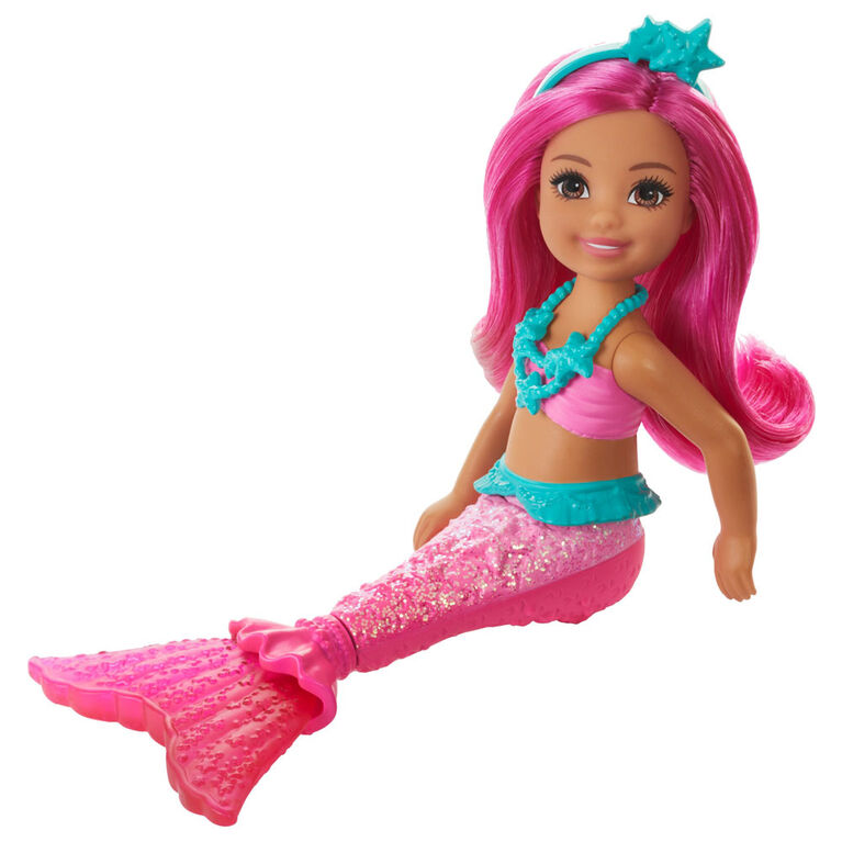 Barbie Dreamtopia Chelsea Mermaid Doll, 6.5-inch with Pink Hair and Tail