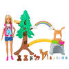 Barbie Wilderness Guide Interactive Playset with Barbie Doll (12-in/30.40-cm), Outdoor Tree, Bridge, Overhead Rainbow, 10 Animals & More