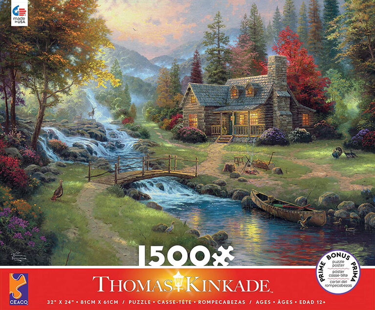 Thomas Kinkade 1500-Piece Puzzle Mountain Paradise