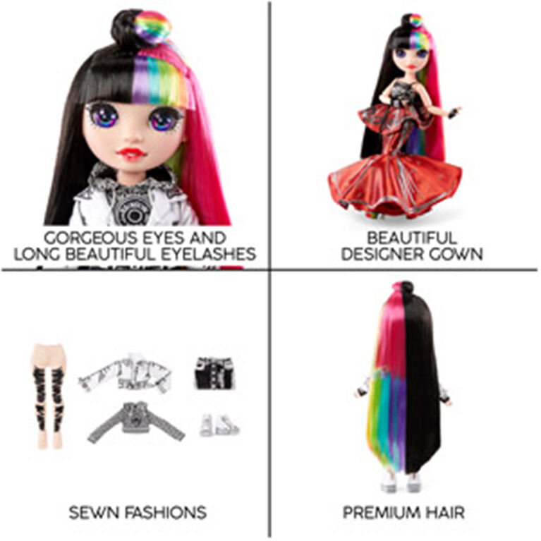 Rainbow High 2021 Collector Doll (11-inch) Jett Dawson with half Black and half Multicolored Rainbow hair, 2 Gorgeous Outfits to Mix and Match and Premium Doll Accessories, Collectible Gifts for Collectors and Kids 6-12 Years