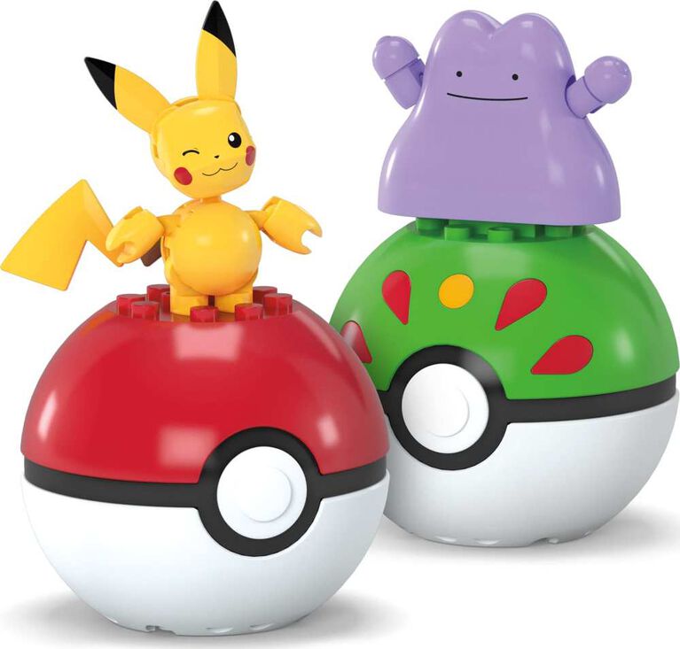 MEGA Pokémon Poké Ball 2-Pack Building Toy Kits with 2 Action Figures (42 Pieces)