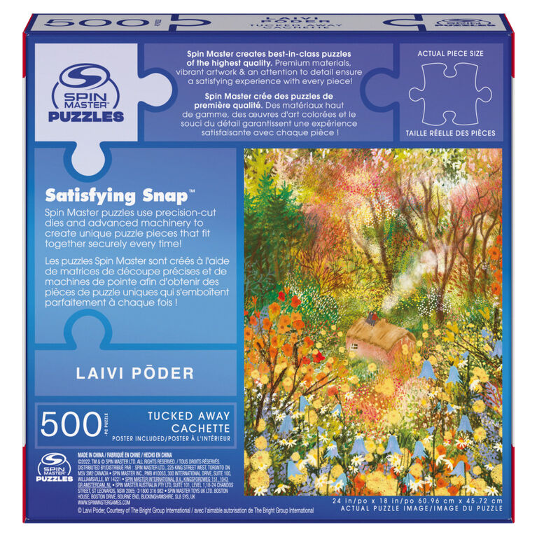 Spin Master Puzzles, Tucked Away 500-Piece Jigsaw Puzzle Artist Laivi Põder Floral Landscape Art with Poster