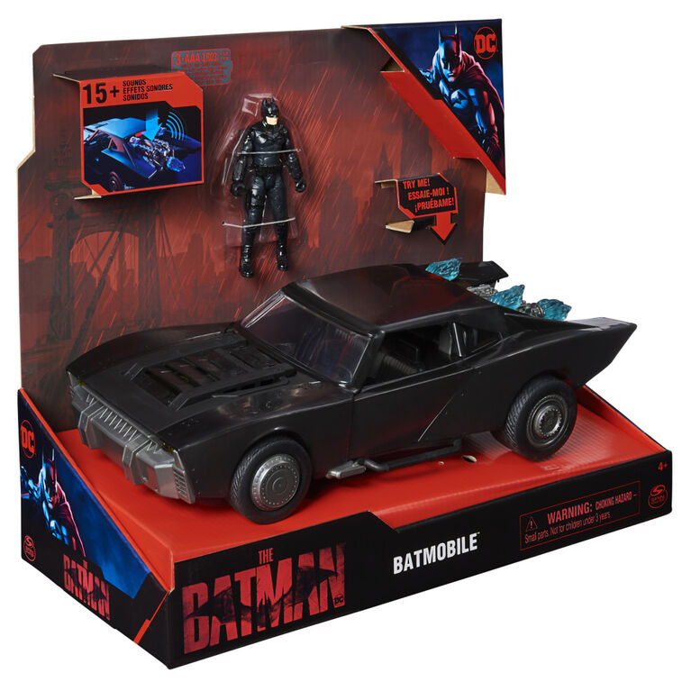 DC Comics, Batman Batmobile with 4" Batman Figure, Lights and Sounds, The Batman Movie Collectible