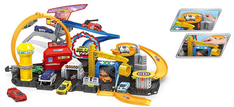 Dragon Wheels - City Track Playset - Includes 8 Vehicles