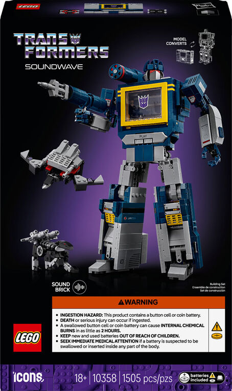 LEGO Icons Transformers: Soundwave Model Kit - Collectible Building Set for Adults, 18+ - 10358 LEGO Icons Transformers: Soundwave Model Kit - Collectible Building Set for Adults, 18+ - 10358