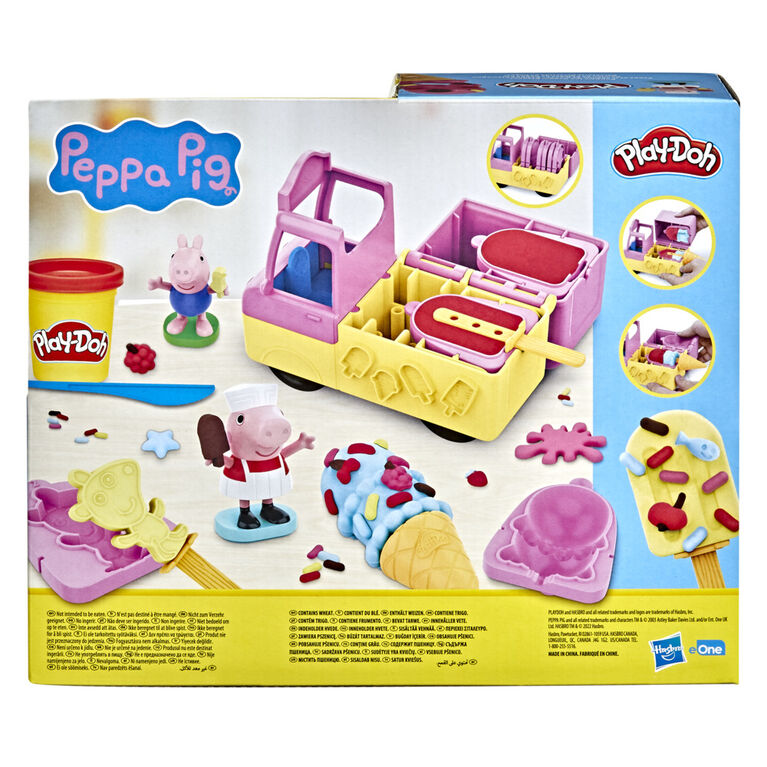 Play-Doh Peppa's Ice Cream Playset with Ice Cream Truck, Peppa and George Figures, and 5 Non-Toxic Modeling Compound Cans