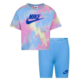 Nike Boxy Tee and Bike Shorts Set  - Batic Blue - Size 6X