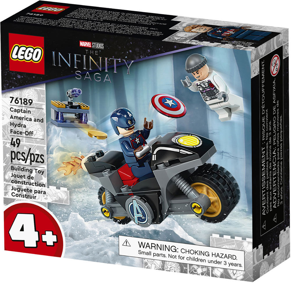 LEGO Marvel Captain America and Hydra Face-Off 76189 Collectible Building Kit; Captain America and Motorcycle Set; New 2021 49 Pieces 