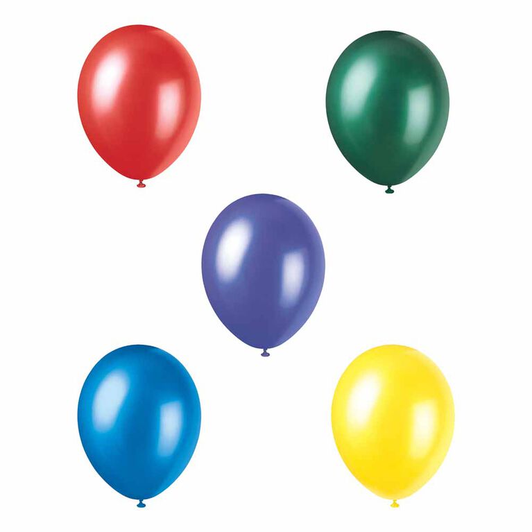 12" Latex Balloons, 8 Pieces - Assorted Colours