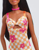 Barbie Fashionistas Doll #233 in Checkered Flower Midi Dress, Black Hair