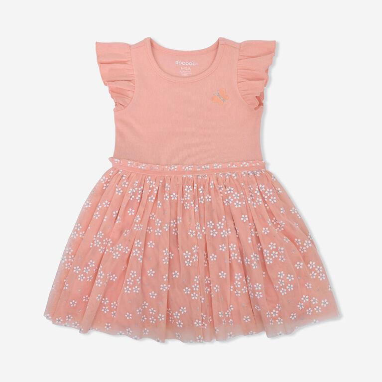 Rococo Robe Tutu Florale Pêche