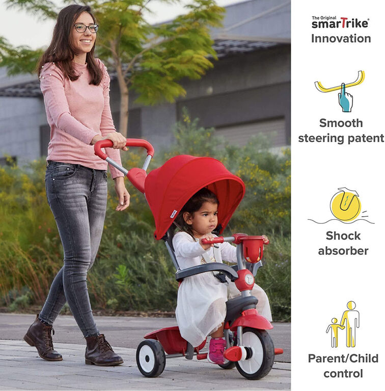 smarTrike Breeze Plus Tricycle 4 en 1 pour enfants de 1, 2 et 3 ans Rouge