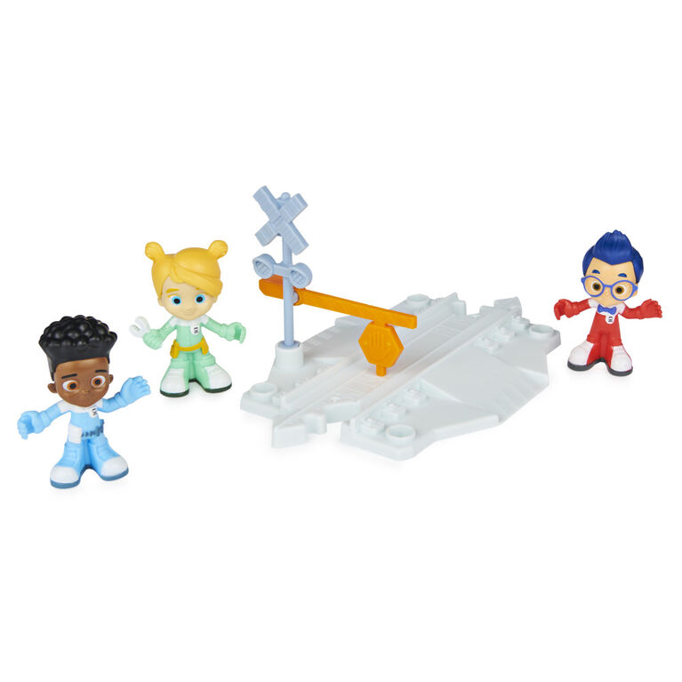 Mighty Express, Coffret de 3 figurines à collectionner avec pièce de circuit exclusive, pour enfants à partir de 3 ans