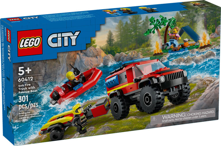 LEGO City 4x4 Fire Truck with Rescue Boat Toy 60412