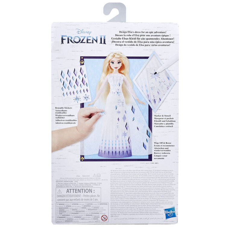 Disney's Frozen 2 Design-a-Dress Elsa Fashion Doll With Stickers, Marker, and Stencil
