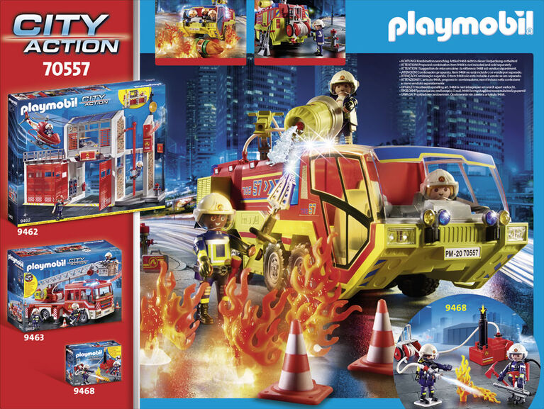 Playmobil - Camion de pompiers et véhicule enflammé