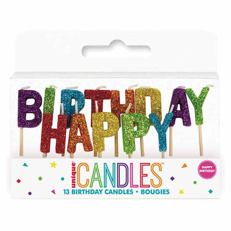 Rainbow "Happy Birthday"Letter Candles - English Edition