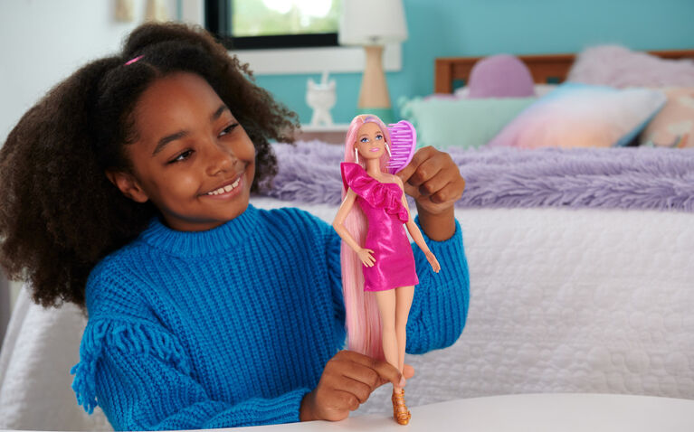 Barbie Fun & Fancy Hair Doll with Extra-Long Colorful Blonde Hair and Styling Accessories