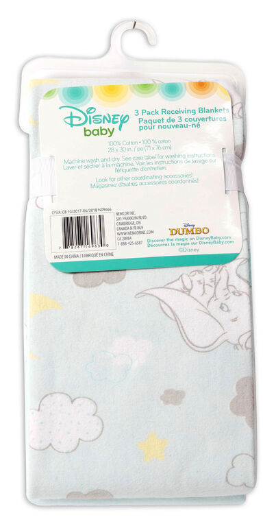 Disney Baby Paquet de 3 couvertures pour nouveau-né- Dumbo