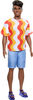 Barbie Fashionistas Ken Doll #22 with Hearing Aids Wearing an Orange Shirt & Jelly Shoes