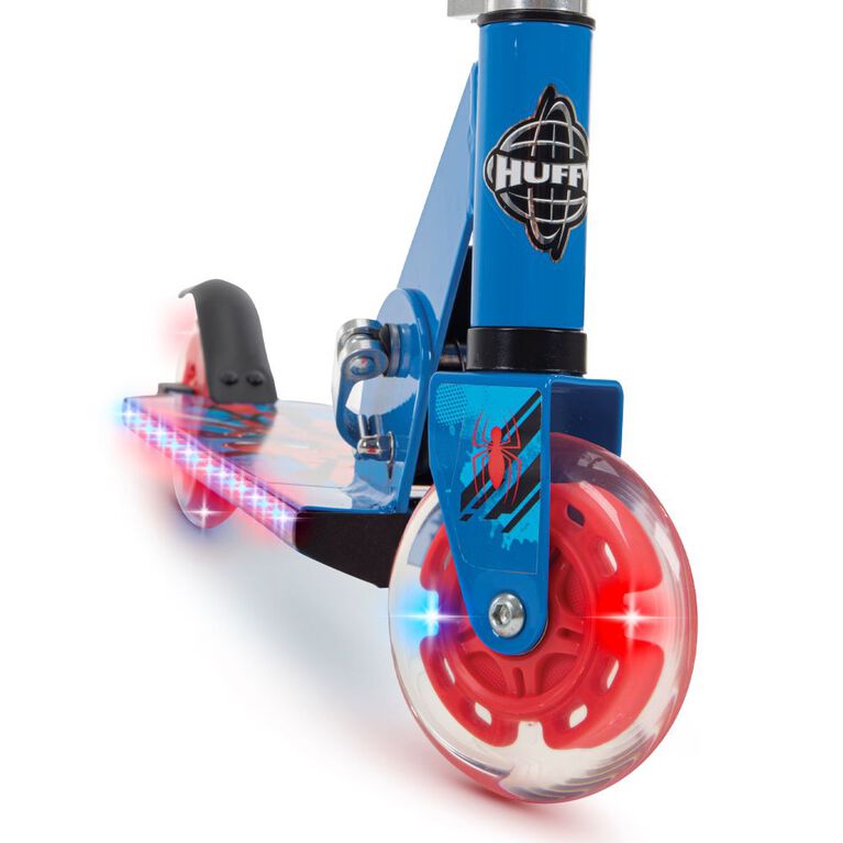 Huffy Electro-Light Inline Scooter featuring Marvel Spider-Man, Red and Blue