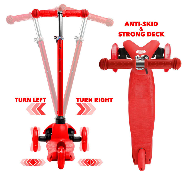 Rugged Racer Mini Deluxe 3 Wheel Kick Scooter - Red - English Edition