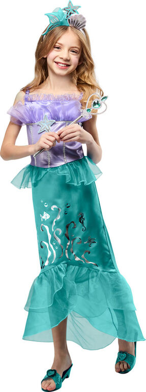 Rubies Mermaid Princess Costume Dress with Shell Headpiece, Girls Extra Extra Small (Size 3-4)