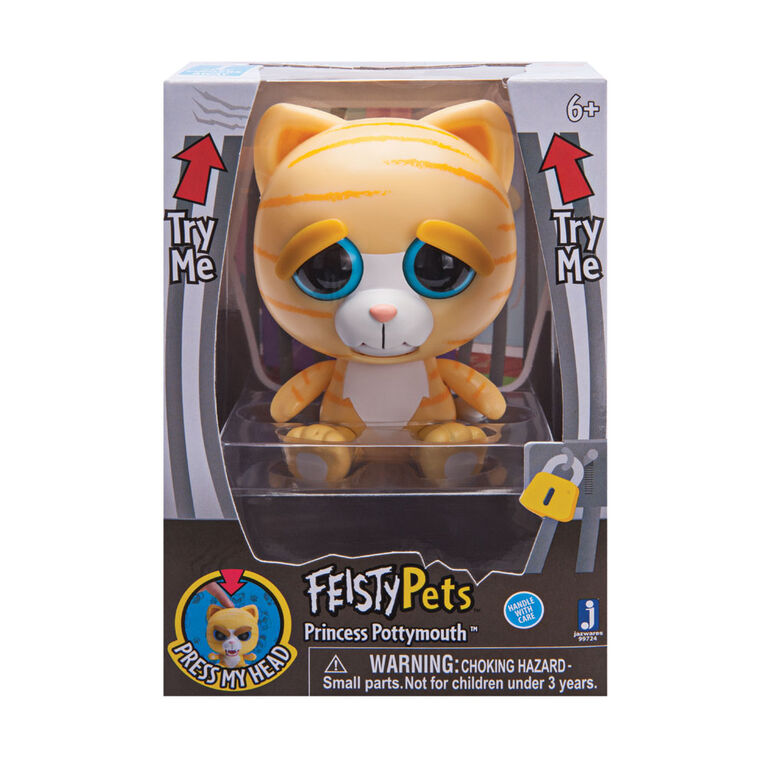 Feisty Pets 4 "Vinyl Princesse Potty Cat Chat Orange.