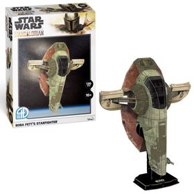 4D Build, Star Wars Mandalorian Boba Fett's Starfighter, 3D Paper Model Kit, 130 Piece Model Kit