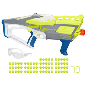 Nerf Hyper Evolve-100 Blaster, 70 Nerf Hyper Rounds, Spring-Open Instant Reload Hopper, Up To 110 FPS Velocity, Eyewear Included