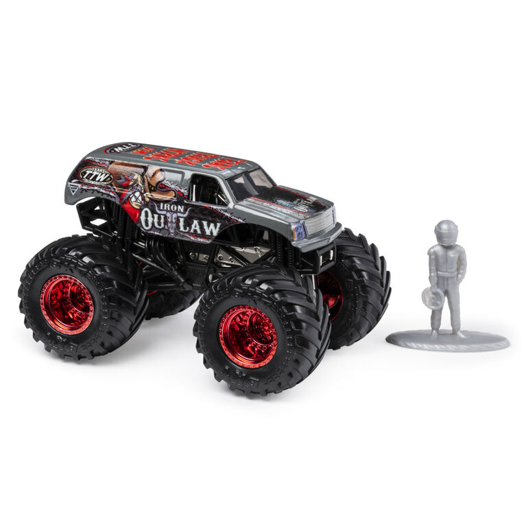 Monster Jam, Monster truck authentique Iron Outlaw en métal moulé à l'échelle 1:64, série Arena Favorites