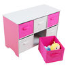 Pink/White Wood Storage Bench with bins