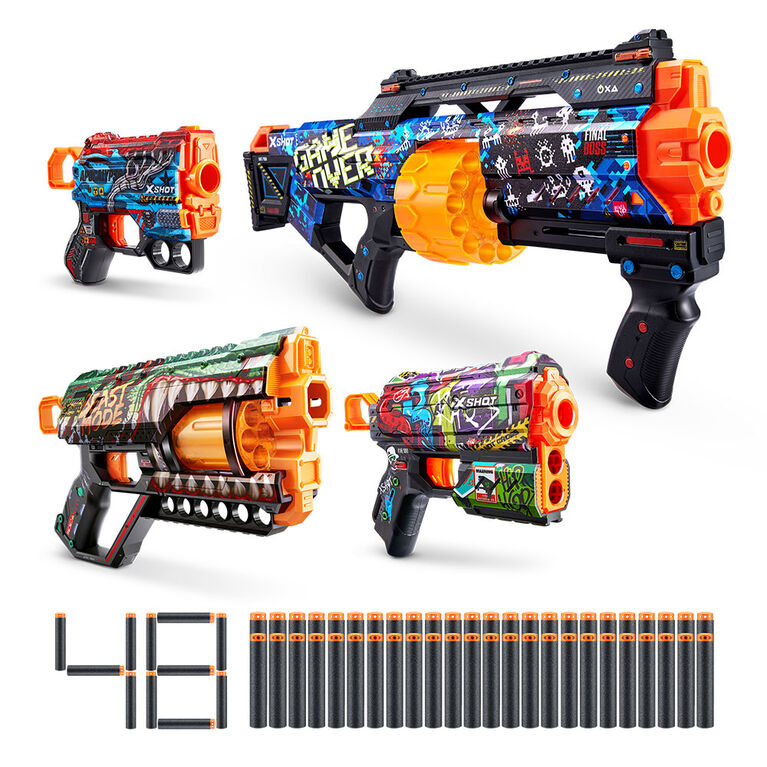 X-Shot Skins 4 Blaster Combo Pack (48 Darts) by ZURU