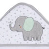 Koala Baby - Ensemble de 2 serviettes à capuche et gants de toilette pour bébé - Éléphant blanc et gris