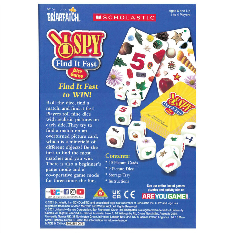I Spy Find It Fast Dice Game - English Edition